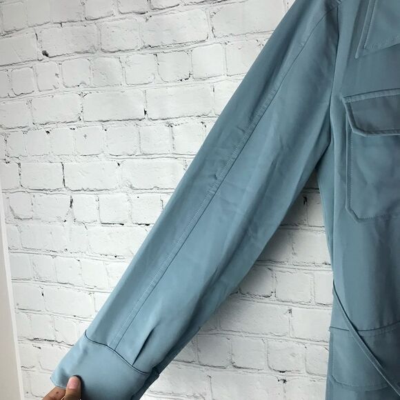 Lulu’s Franki Blue Button Down Trench Coat XS - Picture 4 of 12